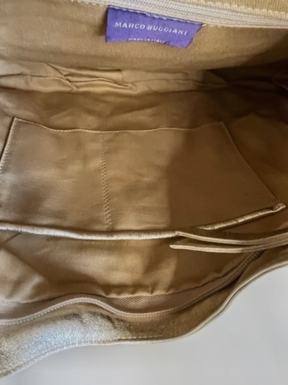 Metallic Gold Shoulder Bag by Marco Buggiani - Picture 3 of 9